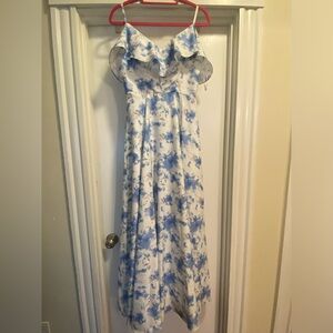 Blue floral bridesmaids dress
